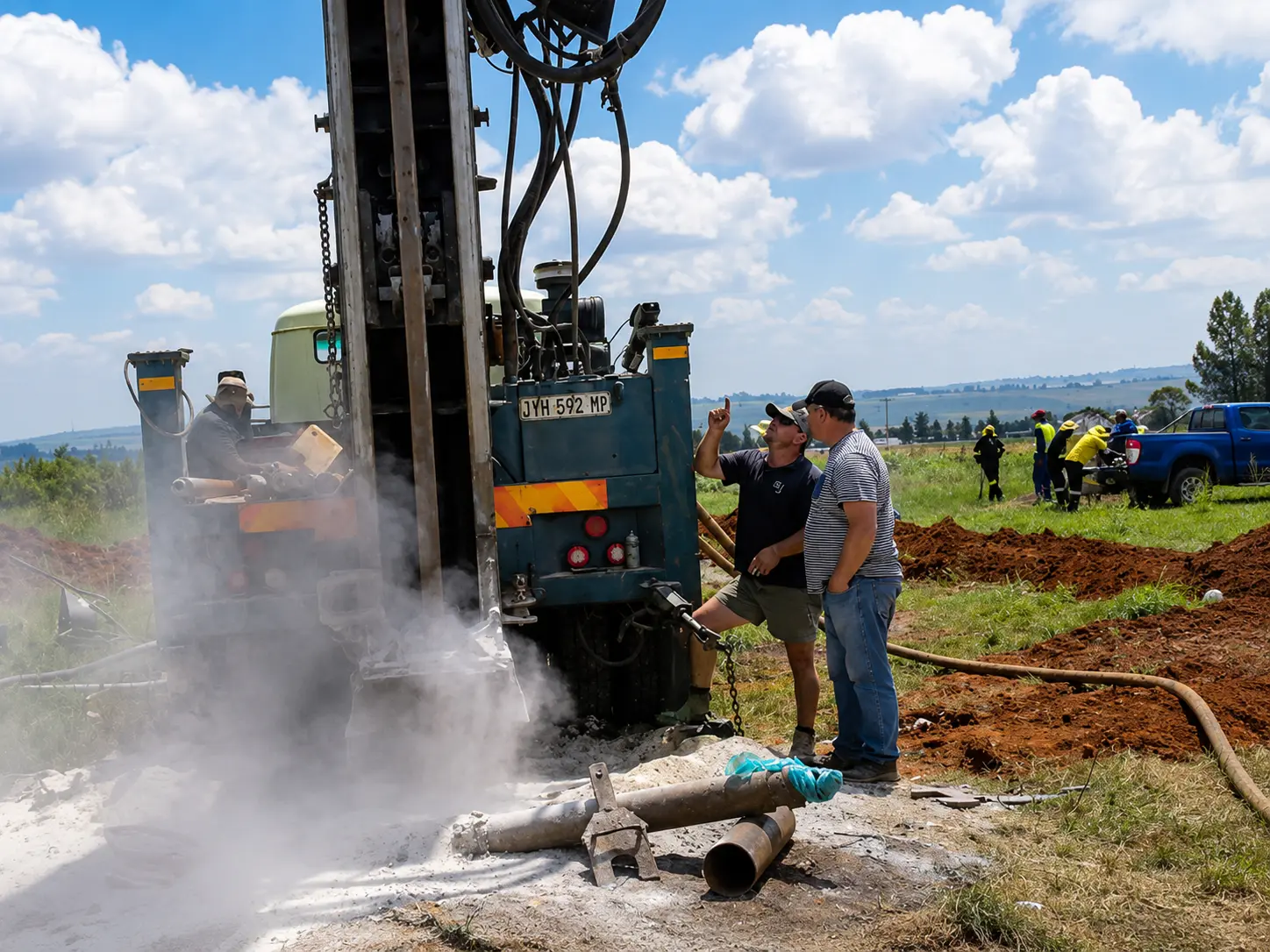 The Big Joe Borehole Drilling team at work on site in Gauteng